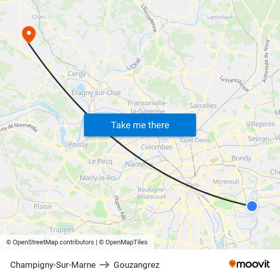 Champigny-Sur-Marne to Gouzangrez map