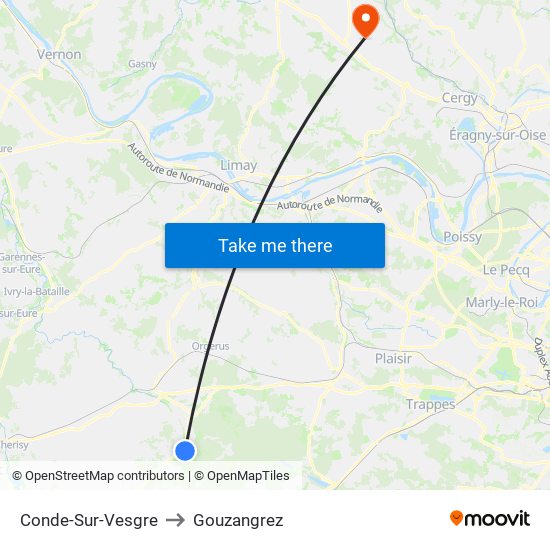 Conde-Sur-Vesgre to Gouzangrez map