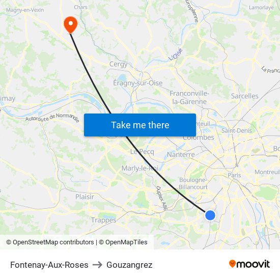 Fontenay-Aux-Roses to Gouzangrez map