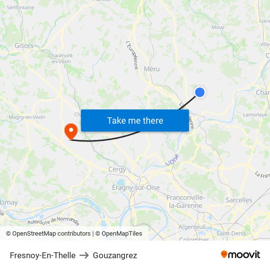 Fresnoy-En-Thelle to Gouzangrez map