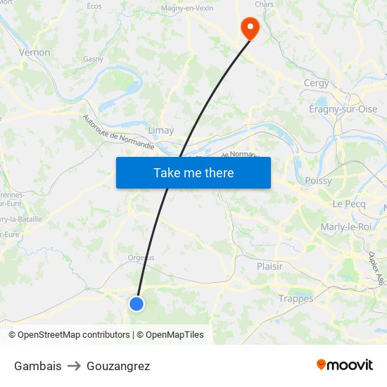 Gambais to Gouzangrez map