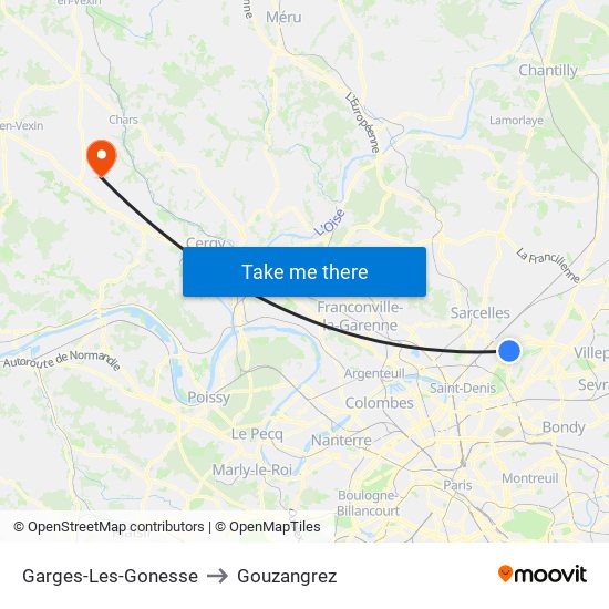 Garges-Les-Gonesse to Gouzangrez map