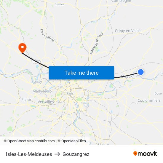 Isles-Les-Meldeuses to Gouzangrez map