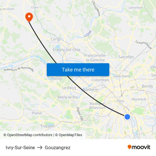 Ivry-Sur-Seine to Gouzangrez map