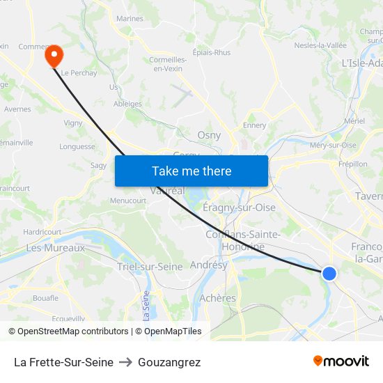 La Frette-Sur-Seine to Gouzangrez map