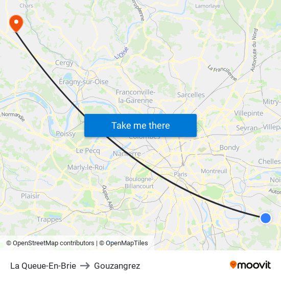 La Queue-En-Brie to Gouzangrez map