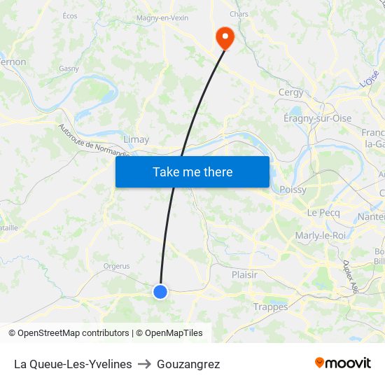 La Queue-Les-Yvelines to Gouzangrez map