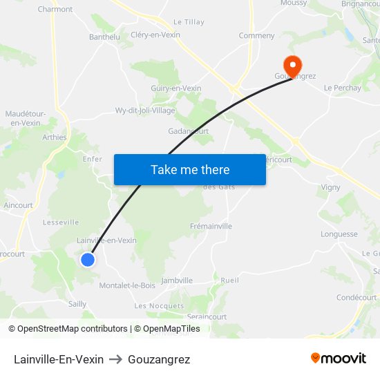 Lainville-En-Vexin to Gouzangrez map