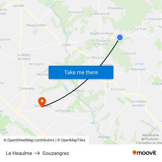 Le Heaulme to Gouzangrez map