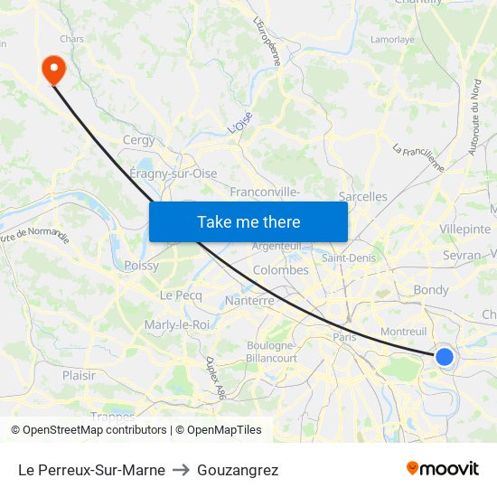 Le Perreux-Sur-Marne to Gouzangrez map