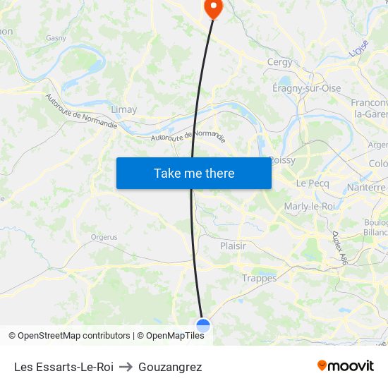 Les Essarts-Le-Roi to Gouzangrez map