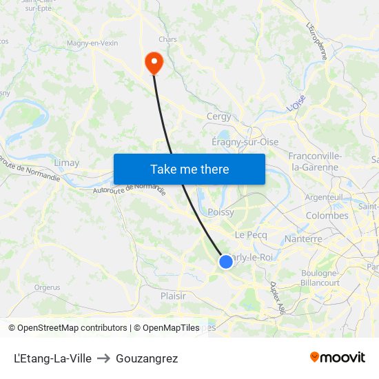 L'Etang-La-Ville to Gouzangrez map