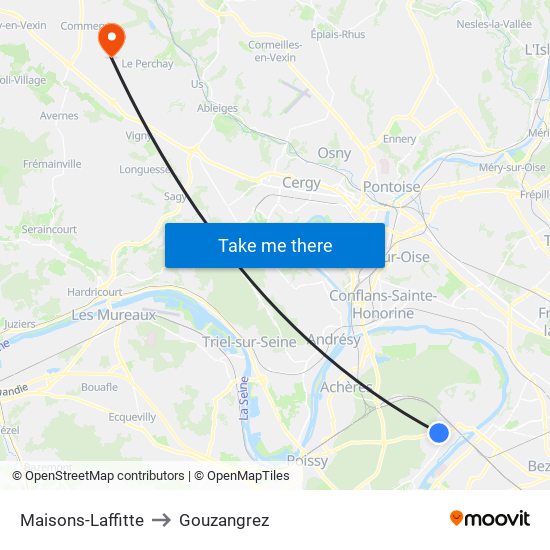 Maisons-Laffitte to Gouzangrez map