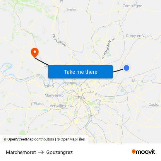 Marchemoret to Gouzangrez map