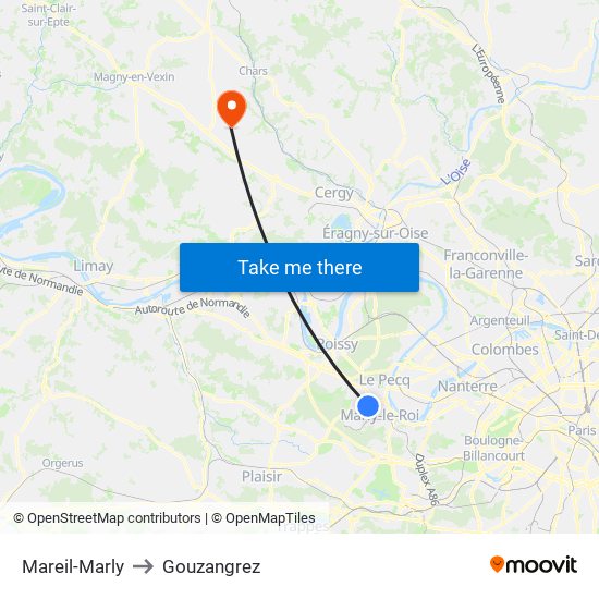 Mareil-Marly to Gouzangrez map