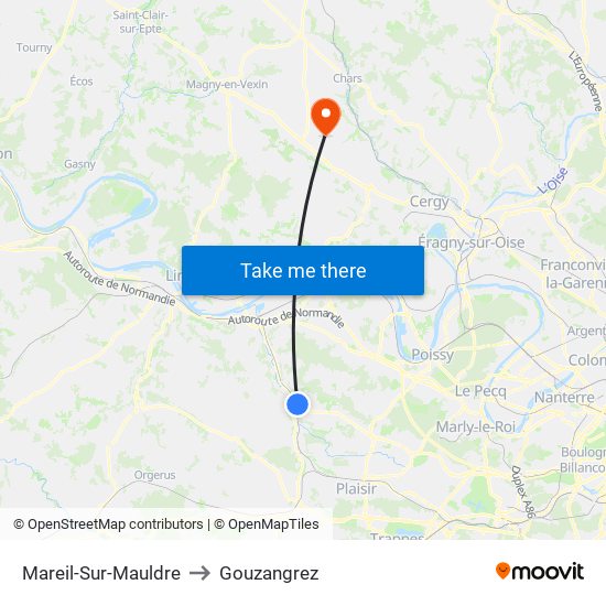 Mareil-Sur-Mauldre to Gouzangrez map