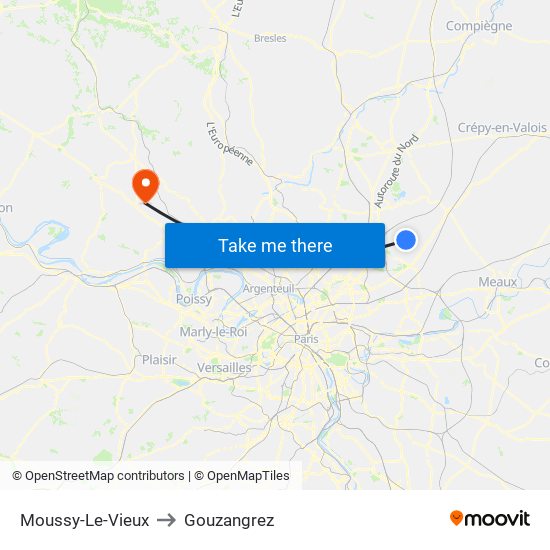 Moussy-Le-Vieux to Gouzangrez map