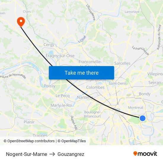 Nogent-Sur-Marne to Gouzangrez map