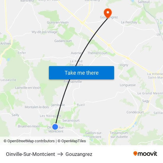 Oinville-Sur-Montcient to Gouzangrez map