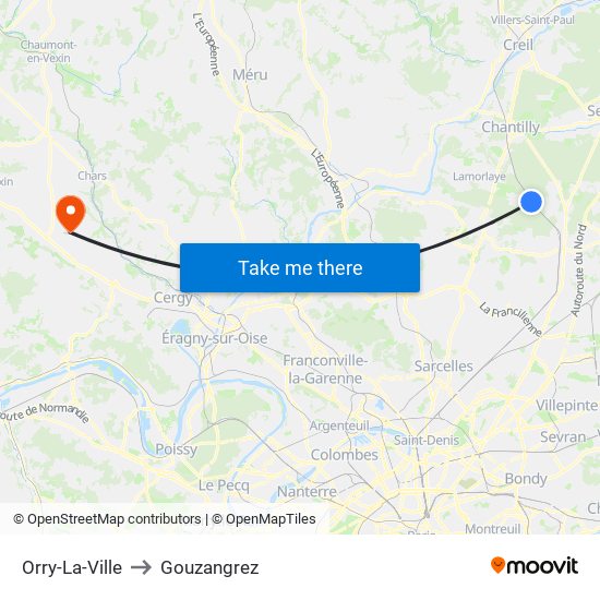 Orry-La-Ville to Gouzangrez map