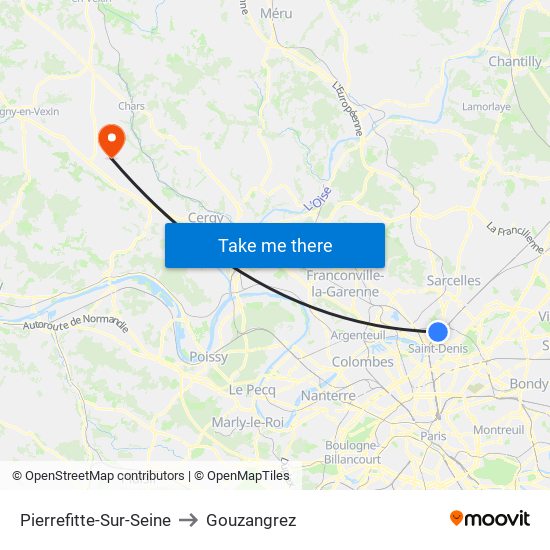 Pierrefitte-Sur-Seine to Gouzangrez map