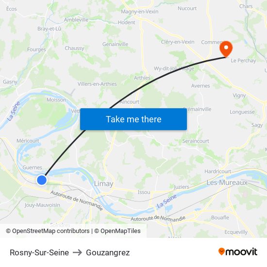 Rosny-Sur-Seine to Gouzangrez map