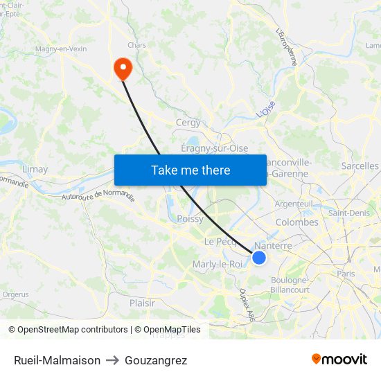 Rueil-Malmaison to Gouzangrez map
