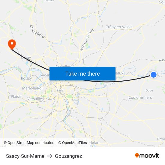 Saacy-Sur-Marne to Gouzangrez map