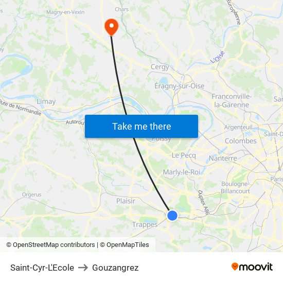 Saint-Cyr-L'Ecole to Gouzangrez map