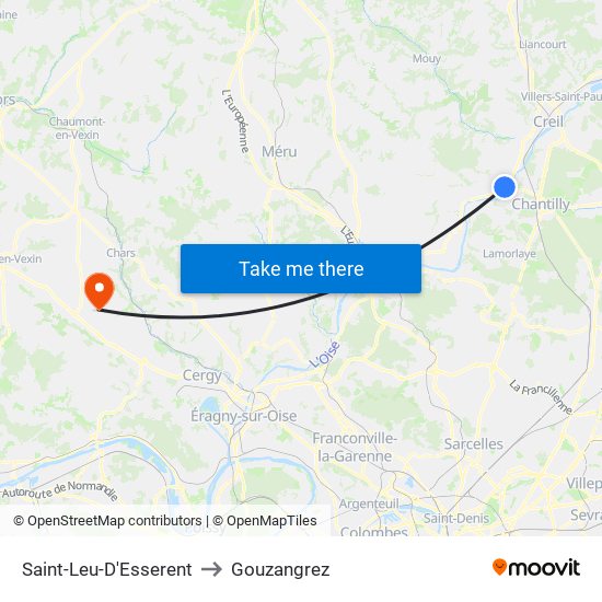 Saint-Leu-D'Esserent to Gouzangrez map