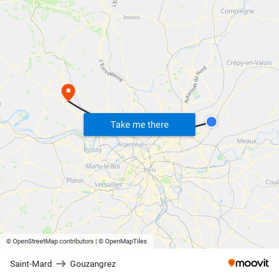 Saint-Mard to Gouzangrez map