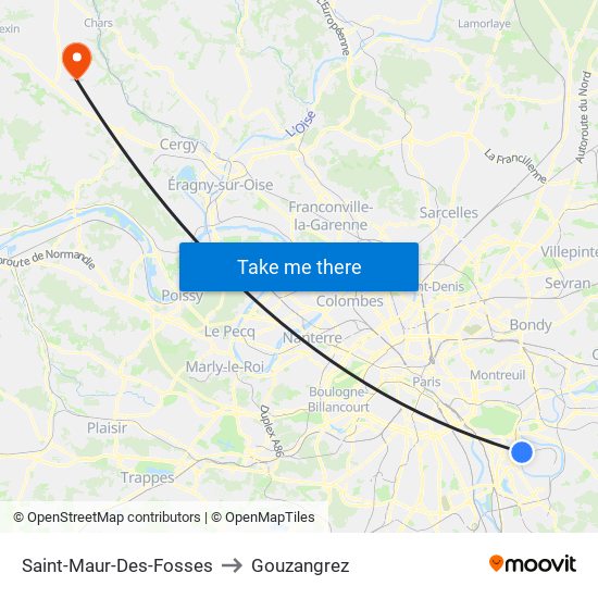 Saint-Maur-Des-Fosses to Gouzangrez map