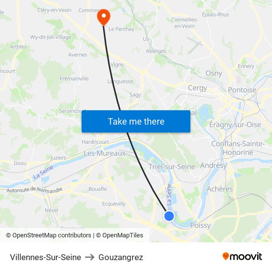 Villennes-Sur-Seine to Gouzangrez map