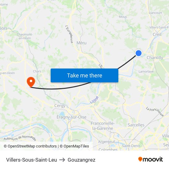 Villers-Sous-Saint-Leu to Gouzangrez map