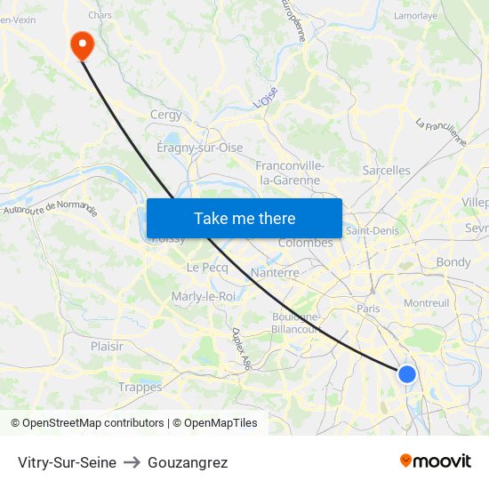 Vitry-Sur-Seine to Gouzangrez map