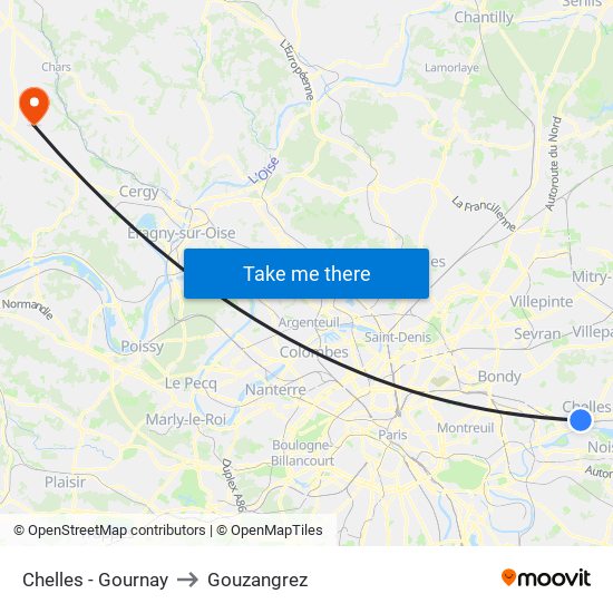 Chelles - Gournay to Gouzangrez map