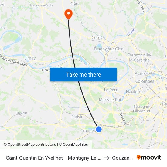 Saint-Quentin En Yvelines - Montigny-Le-Bretonneux to Gouzangrez map