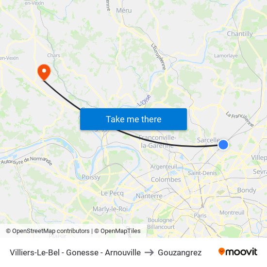 Villiers-Le-Bel - Gonesse - Arnouville to Gouzangrez map