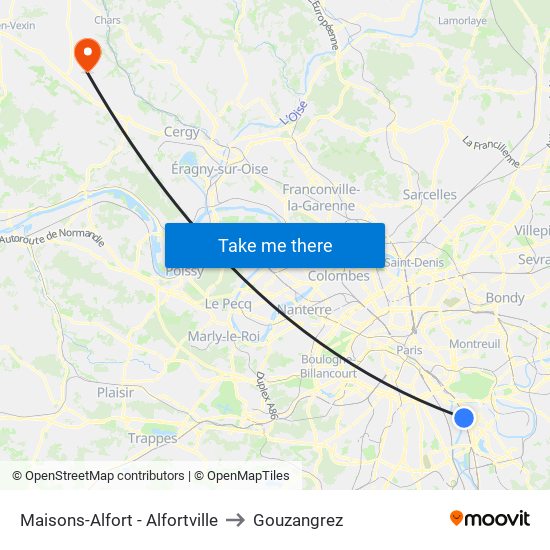 Maisons-Alfort - Alfortville to Gouzangrez map