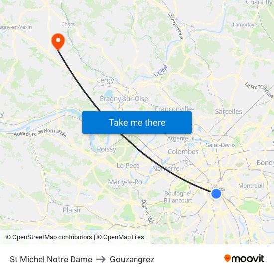 St Michel Notre Dame to Gouzangrez map