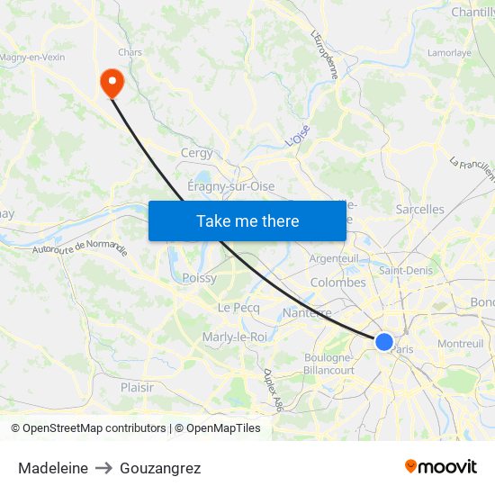 Madeleine to Gouzangrez map