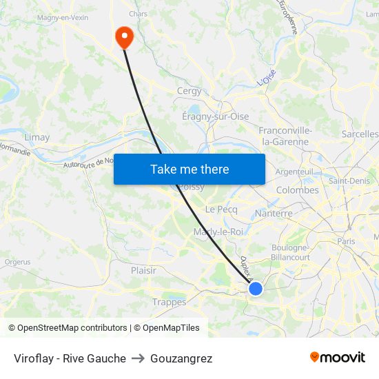 Viroflay - Rive Gauche to Gouzangrez map