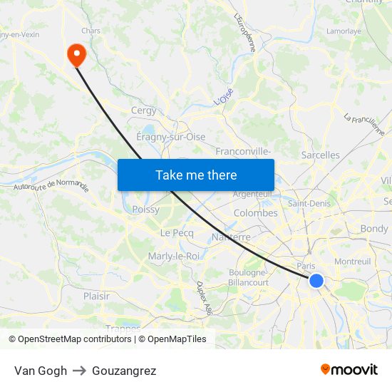 Van Gogh to Gouzangrez map