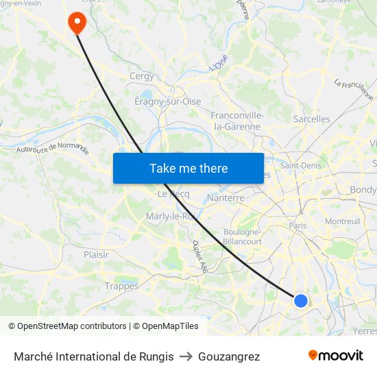 Marché International de Rungis to Gouzangrez map