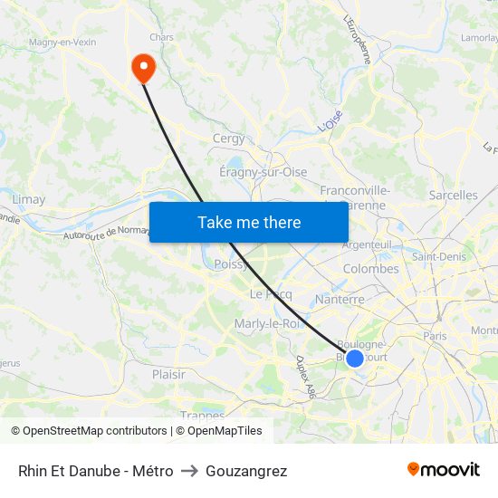 Rhin Et Danube - Métro to Gouzangrez map