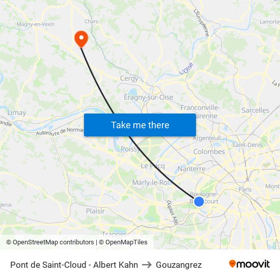 Pont de Saint-Cloud - Albert Kahn to Gouzangrez map