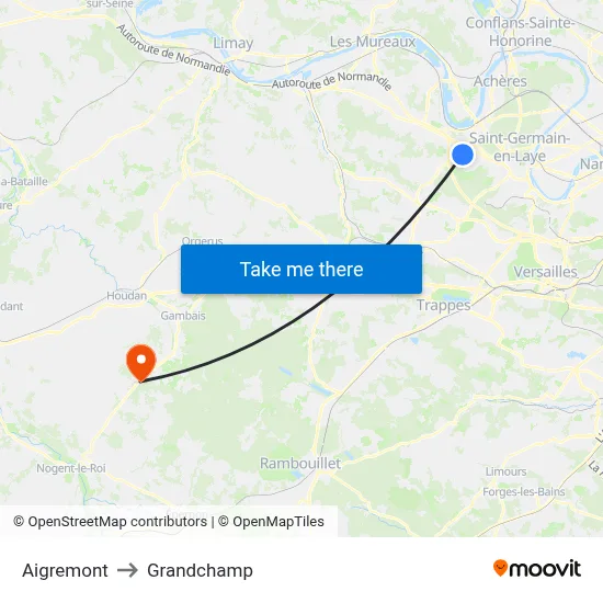 Aigremont to Grandchamp map