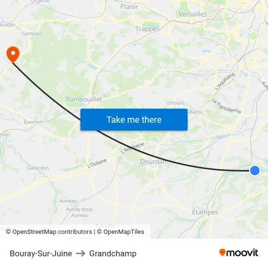 Bouray-Sur-Juine to Grandchamp map