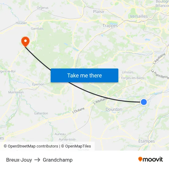 Breux-Jouy to Grandchamp map