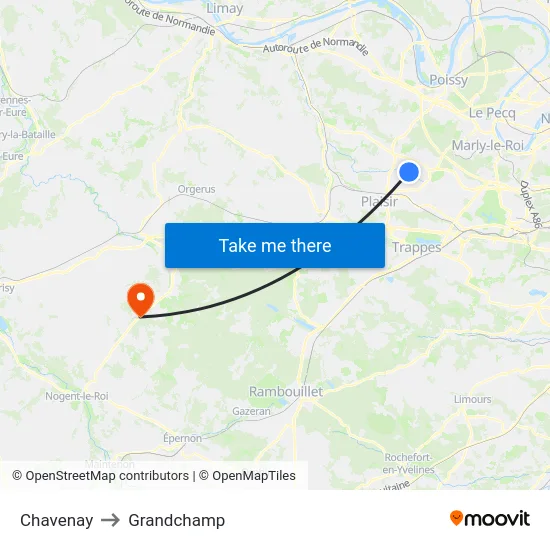 Chavenay to Grandchamp map